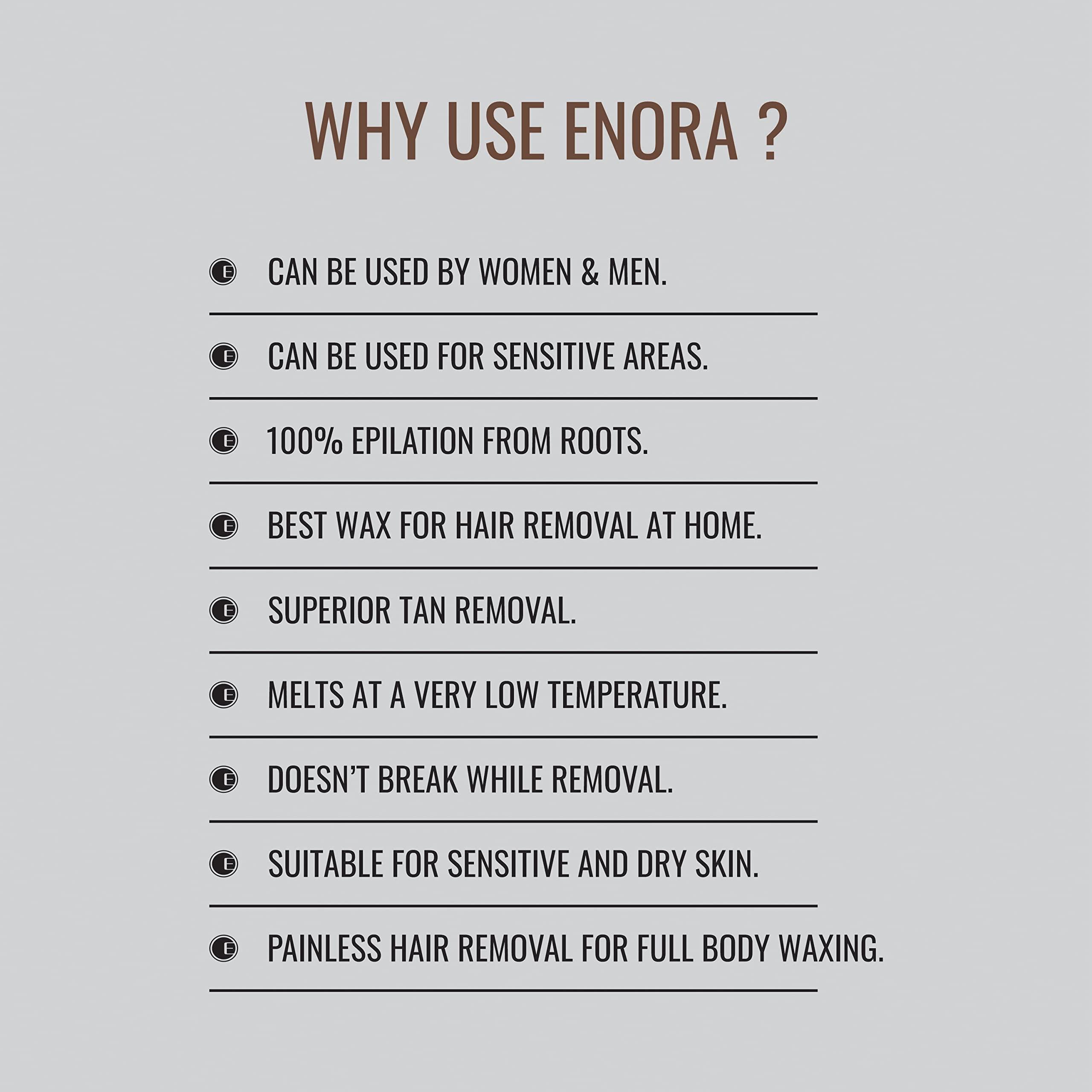 ENORA ENORA Hair Removal Brazilian Hard Wax Beans For Face, Eyebrow, Back, Chest, Bikini Areas, Legs, Arms And Beards,Black Head, Tan, Dead Skin | Smooth | (300 Gram, WHITE CHOCOLATE)