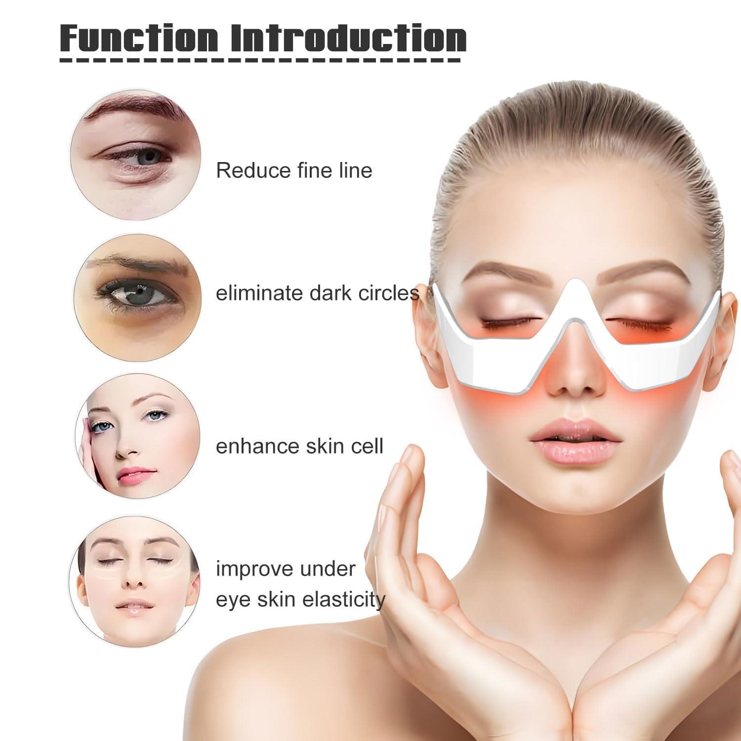 SEAHELTON SEAHELTON Revital Eyes Red Light Glasses, Revitaleye Therapy Advanced Under-Eye Renewal Therapy,Revitaleyes Microcurrent Eye Beauty Device, Diminishes Dark Circles and Wrinkles, Universal size, White