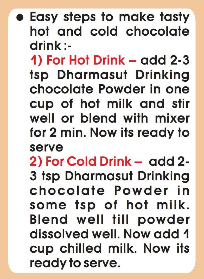 Dharmasut Chocolate Drinking Powder | Dark Chocolate | Instant Drink Mix 500gm