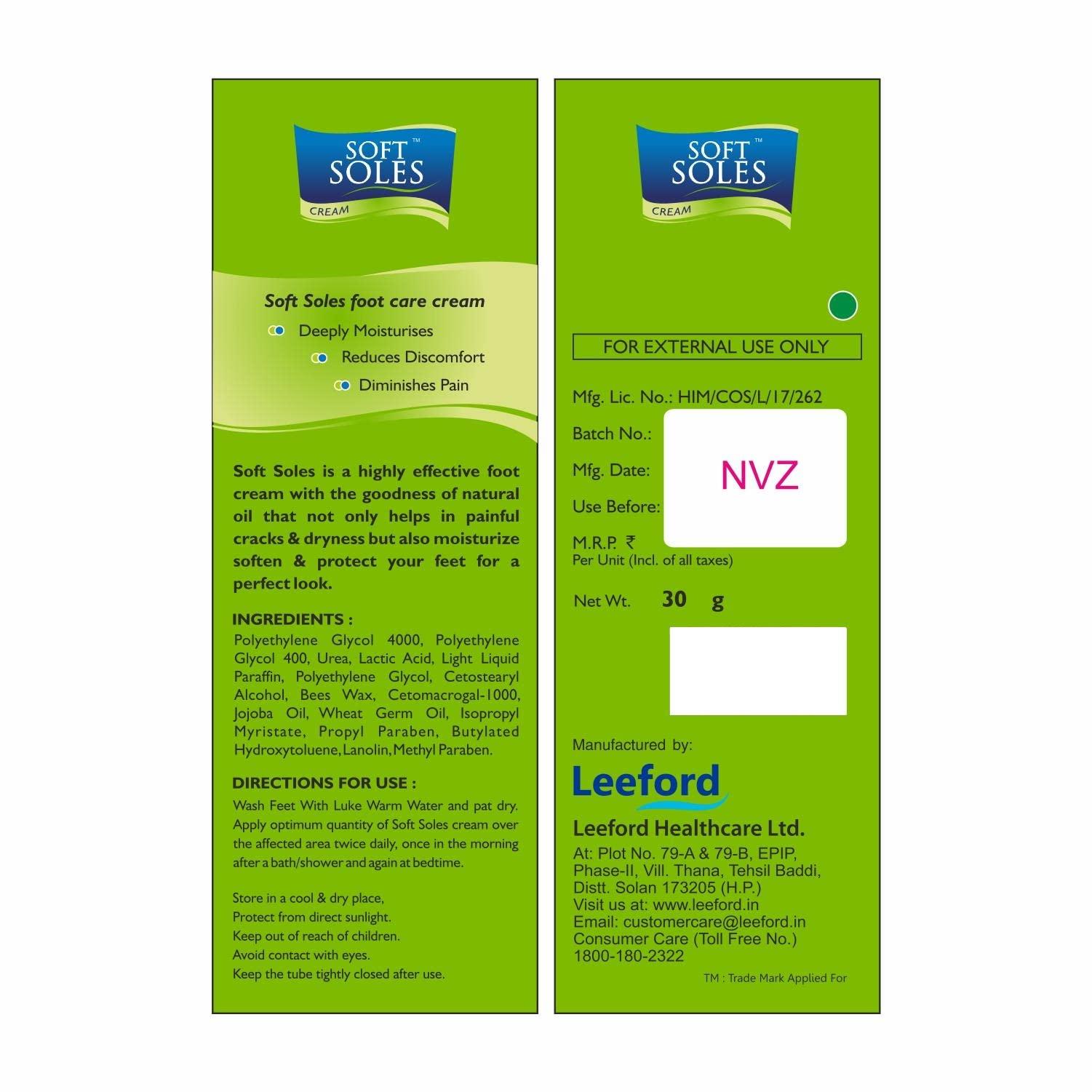 SOFTSOLES Softsoles Foot Cream For Cracked Heel & Rough(30 gm-Pack of 6)-Feet Cream For Dry and Cracked Heel Repair With Benefits Of Jojoba Oil,Bees Wax,Wheat