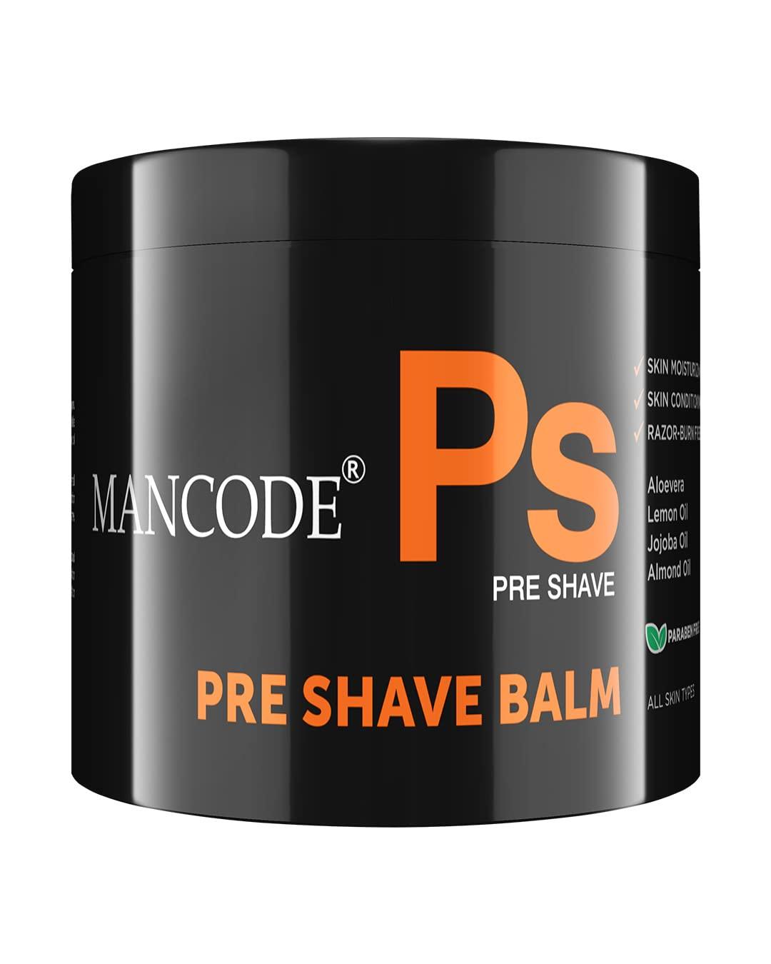 MAN CODE Mancode Pre-Shave Balm for Men | 100gm | Balm Softens your Beard | Provides Razor Glide for a Smooth Zesty Shave | Apply to Prevent Shaving Irritation and Razor Burns | Cut & Irritation Free Shave.