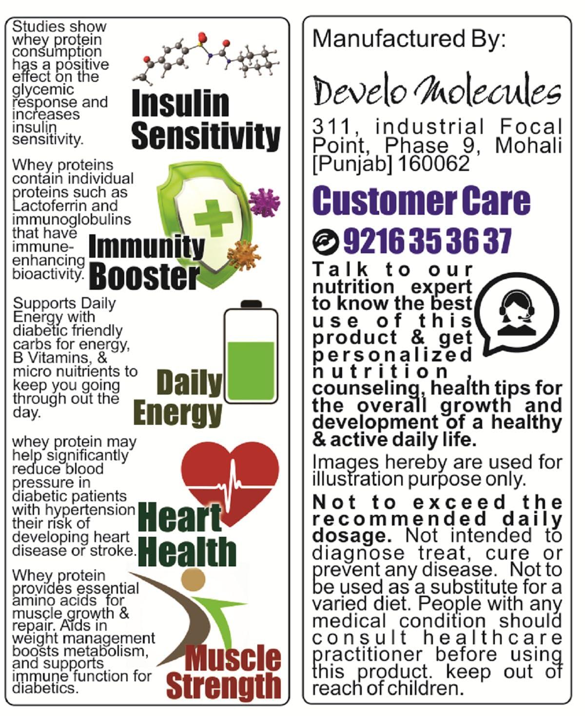 DEVELO Develo Weight & Mass Gainer for Diabetics, Sugar Free Supplement for Diabetes Care, Weight & Muscle Gain – 500 Vanilla