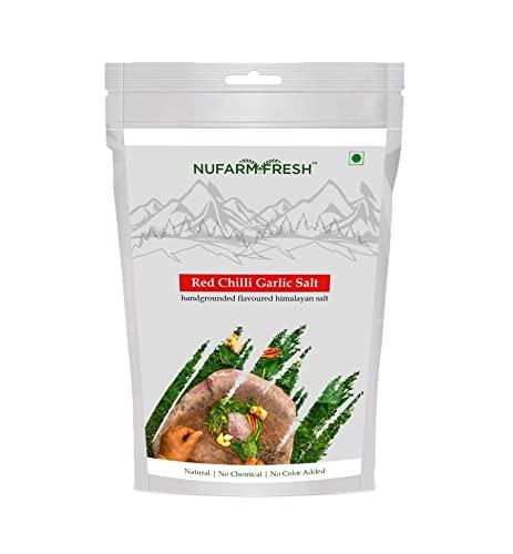 Nufarm Fresh NUFARMFRESH 100% Natural Hand Grounded Bhuni Mirch Himalayan Pahadi Flavoured Silbatta Salt(No Chemicals) Flavored Salt (100 g) (RED Chilly)