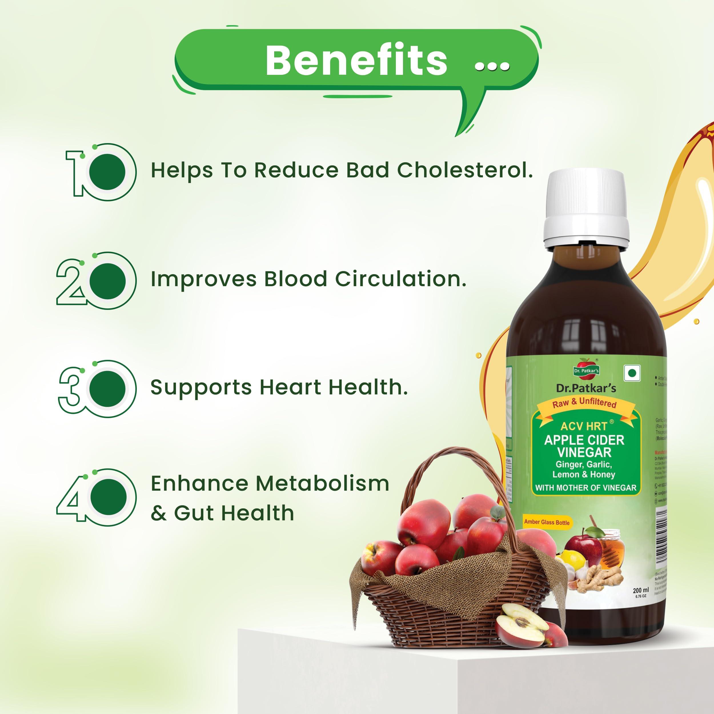 Dr. Patkar's Dr. Patkar's Apple Cider Vinegar with Ginger, Garlic, Lemon & Honey | Unfiltered & Undiluted (With Mother) 200ml
