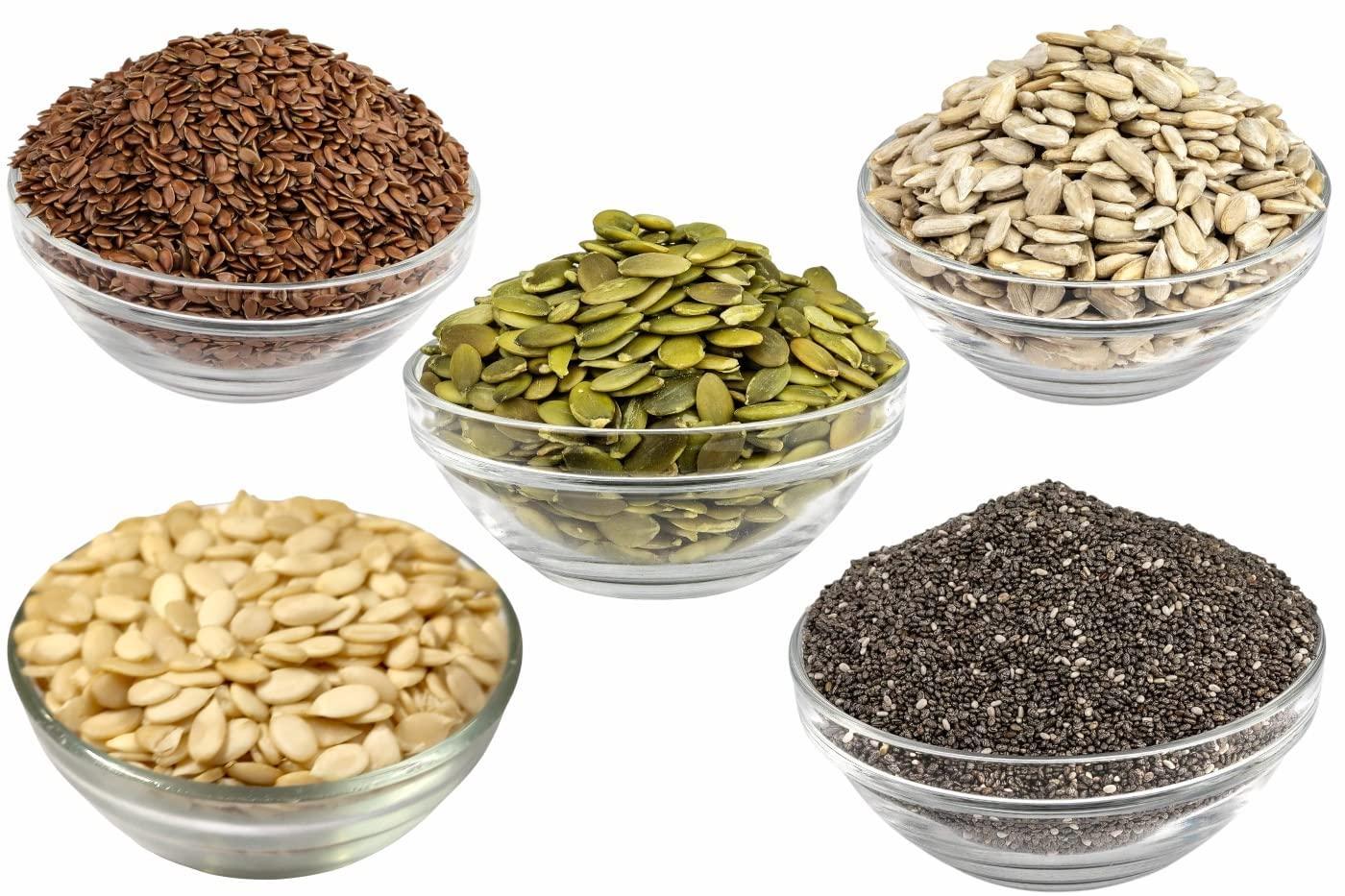 Dry Fruit Hub Dry Fruit Hub Mix Seeds For Eating 2kg,Pack OF 5 Each 400gram Seeds Mix,5 in 1 seeds Combo Pack Pumpkin Seeds,Sunflower Seeds,Flax Seeds,Watermelon Seeds,Chia Seeds,Mix Seeds Combo For Eating
