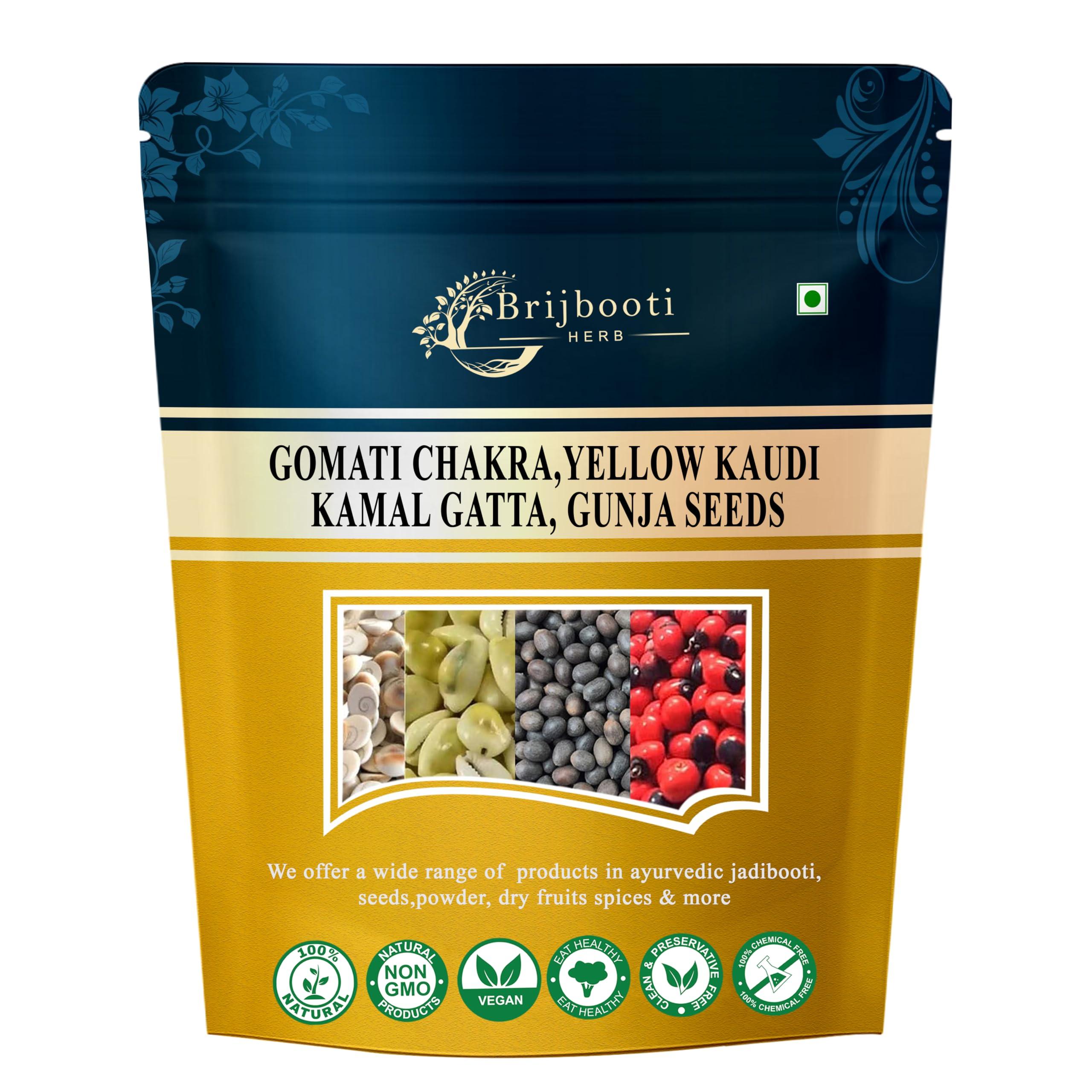 BrijBooti BrijBooti Combo Pack of Gomti Chakra - Pili Kaudi - Kamal Gatta - Gunja Seeds 11 Pieces Each for Lakshmi Pooja, Wealth & Luck
