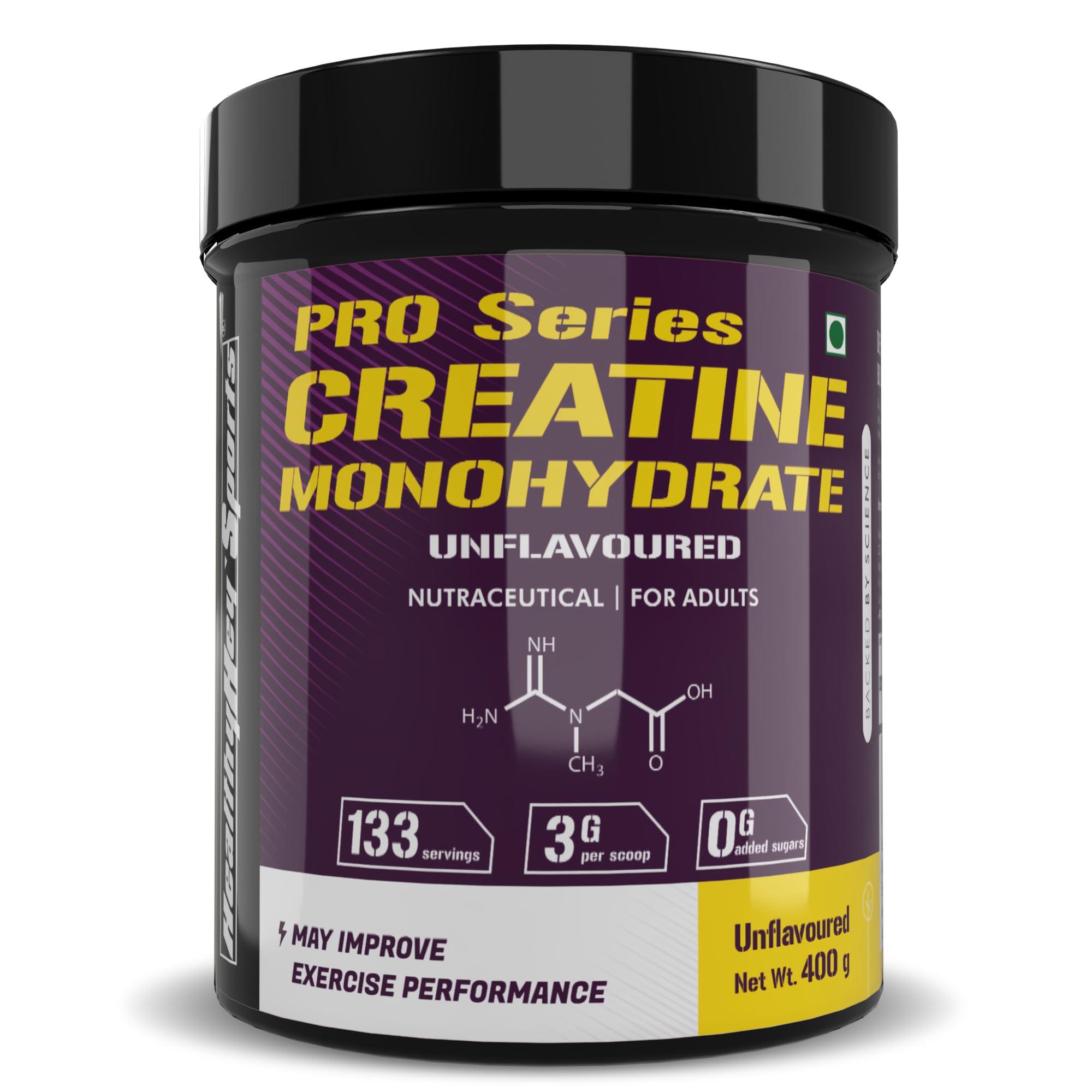 HealthyHey Sports HealthyHey Sports Creatine Monohydrate, (133 Servings, Unflavoured, 400g Powder) for Muscle Building & Performance