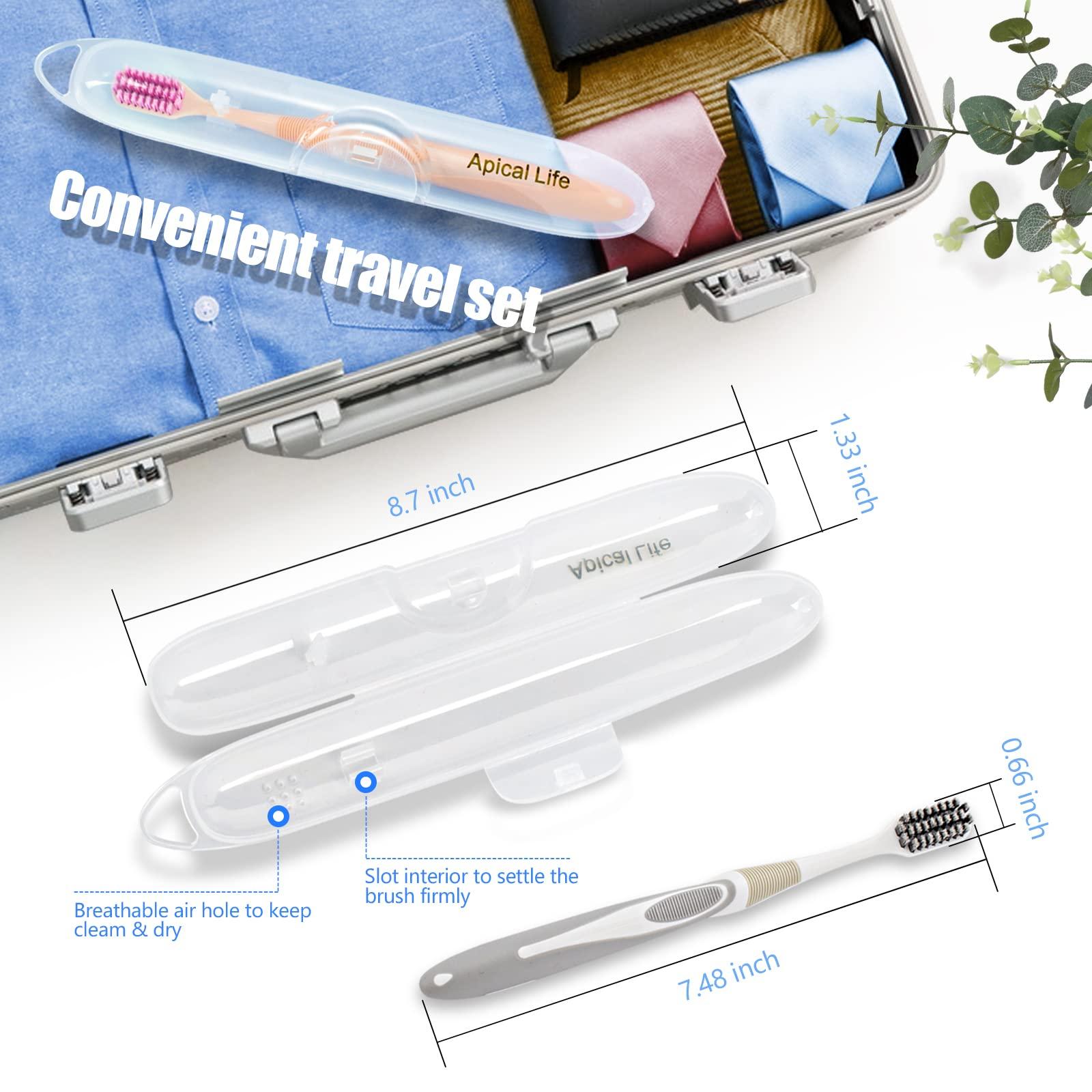 Apical Life Apical Life Essentials Toothbrushes for Adults with Toothbrush Boxes, Portable Manual Toothbrush with Individual Travel CaseMulti-Zoned Angled Medium Soft Bristles, Contoured HandlePlaque Remover