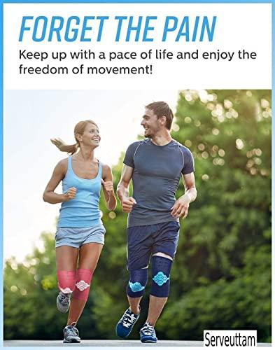 serveuttam Serveuttam® Knee Support for Men Gym (1 pair) - 3D Weaving Knee Cap for Knee Pain | Ortho Knee Supporter for Gym Squats | Knee Band for Gym Women Knee Pain Relief (M, Blue-Grey)