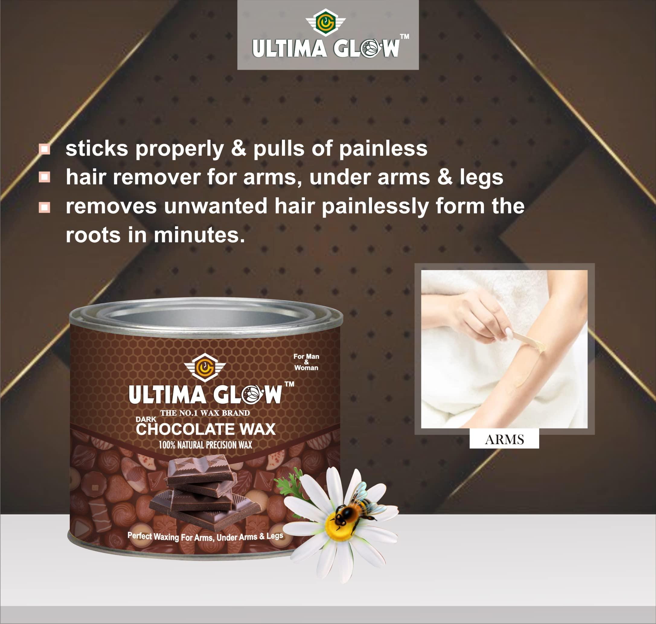 ULTIMA GLOW ULTIMA GLOW dark chocolate strip and stick gram Wax for glowing skin 600 gram wax full body Hair Removal Wax For Arms, Legs, Chest, Back, and Full Body | Men & Women | Tan Removal | All skin Type