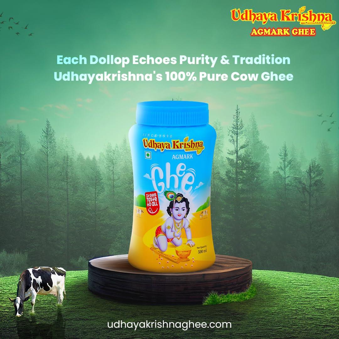 Udhaya Krishna GHEE Udhayakrishna Ghee 500ml (Pack of 1) | Authentic and Traditional Ghee, Rich in Aroma and Flavor, Pure and Natural Ghee Perfect For Traditional Recipes