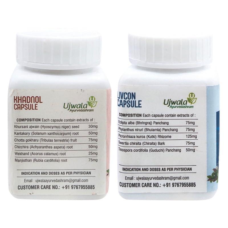 Ujwala Ayurvedashram Ujwala Ayurvedashram KHADNOL+LIVCON CAPSULE (Pack of 60 caps + 60 caps)