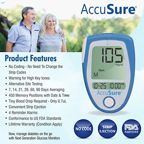 AccuSure AccuSure Blood Glucose Monitoring System Test Strips, 25 Count (Multi Color)