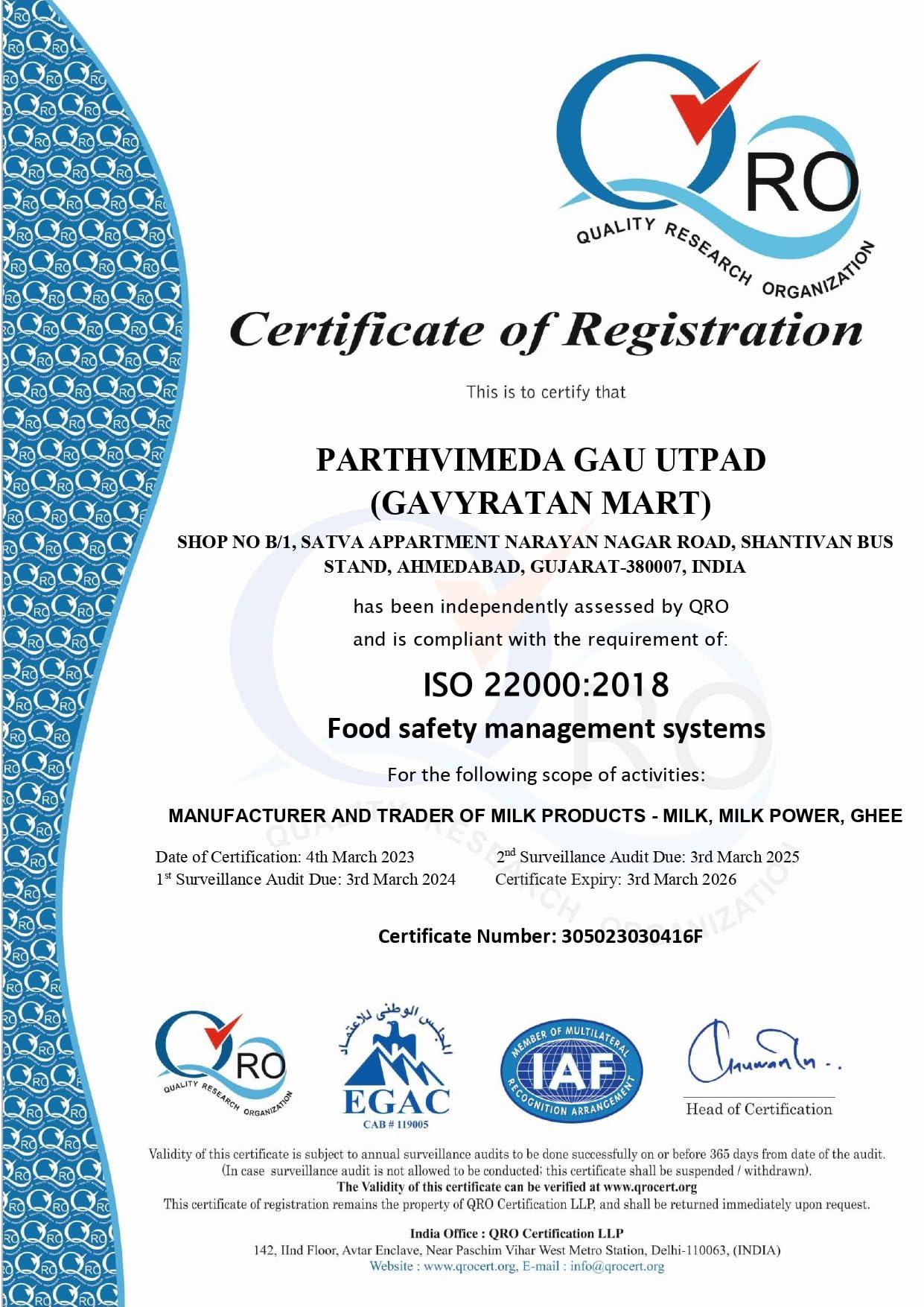 GAVYRATAN GAVYRATAN 100% Pure Tharparkar A2 Cow Ghee: Made Using Traditional Bilona Method in Glass Jar - Non GMO and Organic (Pack of 2)