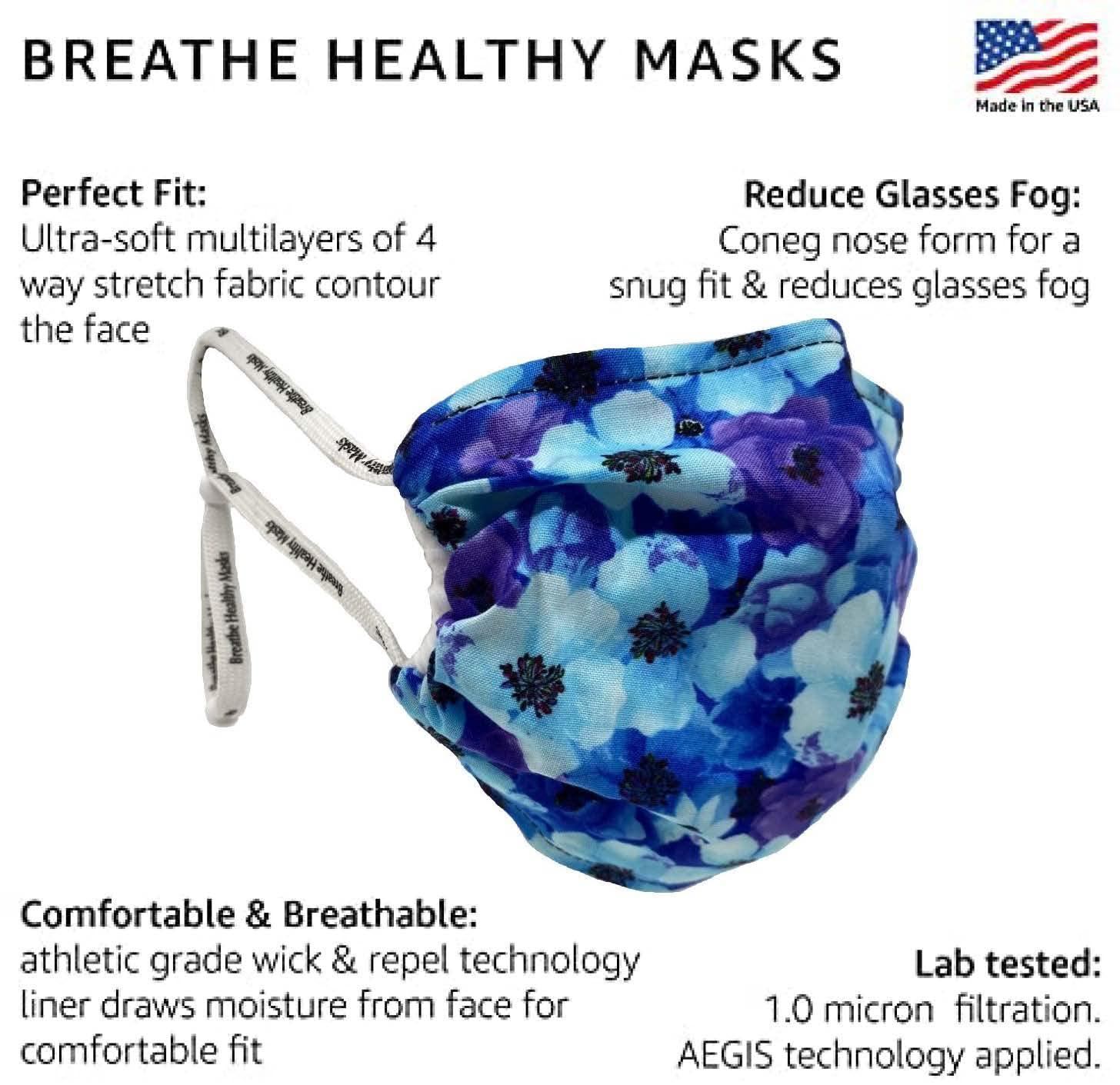 Breathe Healthy Breathe Healthy Face Mask Night Bloom Design (Aqua)