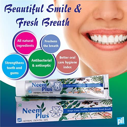 pil Pil Neem Plus Herbal Dental Gel | Neem toothpaste with Clove, Meswak & Babool | Promotes Fresh Breath & Keep Gum's Healthy (400g, Pack of 4)