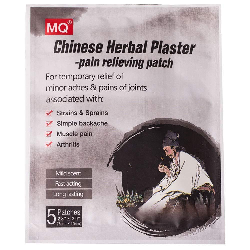 MQ Chinese Heat Therapy Patch Black Plaster Pain Relief Patch for Bruises,Swelling,Muscle/Joint/Low Back Pains,50 Patches/10 Packs