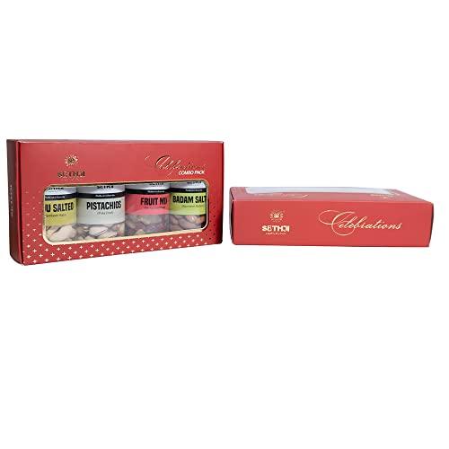 SETHJI SETHJI Premium Dry Fruits & nuts Celebration Box, 400g | Salted Cashew, Roasted Almonds, Pista & Fruit Cocktail | christmas gift hamper | christmas gift hampers | gift for christmas
