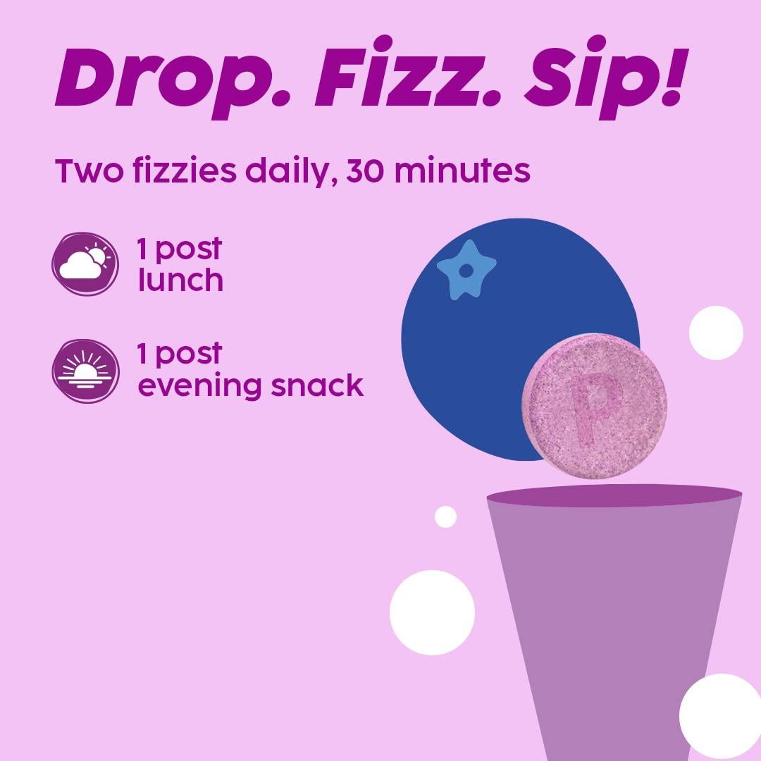 The Plant Fix Plix PLIX - THE PLANT FIX Hyaluronic Acid 15 Effervescent Tablets For Radiant Skin|Blueberry Flavor Pack Of 1|Superfoods Enriched|Supports Skin Hydration|Helps To Reduce Fine Lines|Vegan, 90 grams