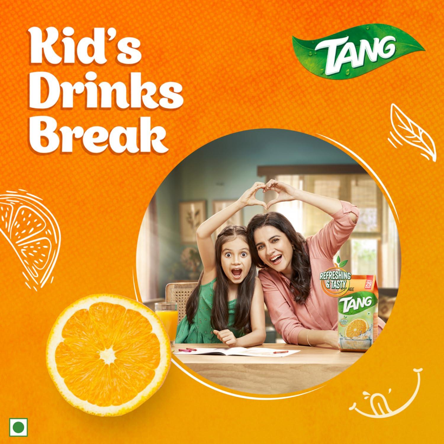 Tang Tang Instant Drink Mix - Orange, 500 g - Pack of 2 with 4 Popsicle moulds