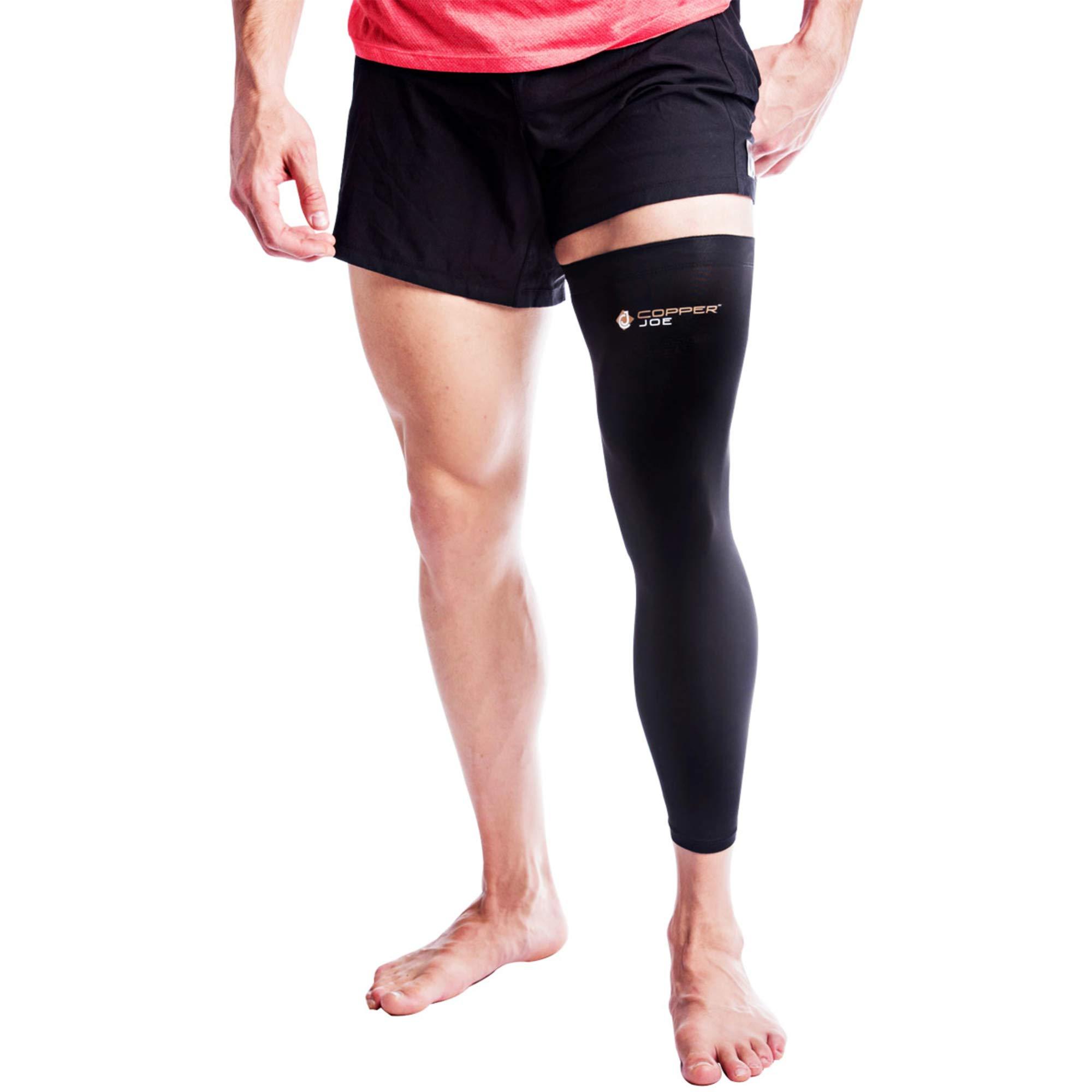 Copper Joe Copper Joe Full Leg Compression Sleeve - Ultimate Copper Infused, Support for Knee, Thigh, Calf, Arthritis, Running and Basketball. Single Leg Pant for Men & Women (X-Large)
