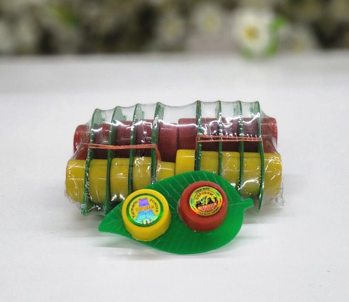 eVasavamba eVasavamba | Gopuram Leaf Set | Combi of Turmeric & Kumkum | Manjal & Kumkum | Thamboolam Pack | A++ Grade, 100 Sets