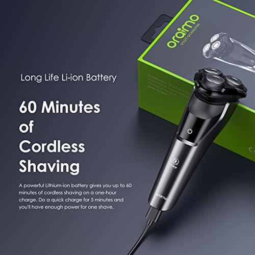 Oraimo Oraimo SmartShaver 2 Premium Cordless Electric Shaver for men,Wet & Dry Electric Shaver with Pop-Up Trimmer,Super Fast Charge 60 minutes Runtime,Rechargable,3 Head 360° Rotary Shaver for Men
