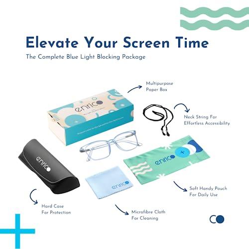 ENRICO ENRICO Bluno Square Zero Power Computer Blue Light Blocking Glasses | Anti Glare Blue Light Filter Glasses for Eye Protection from Laptop/Mobile Screen | Blue cut Reading Glasses for Men & Women