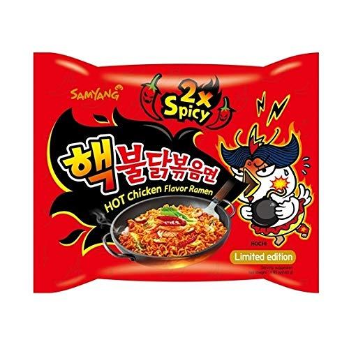 Sam Yang Samyang Buldak 3X Spicy Noodles 2 & Buldak 2XSpicy (Pack of 3) (420gm) (Imported) Instant Noodles Non-vegetarian (3x140 g)(Combo Pack)