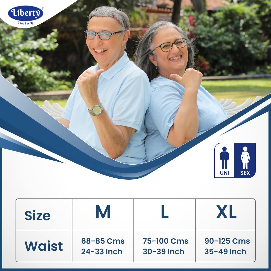 Liberty Liberty Premium Adult Diaper Pants, Extra Large (XL) 60 Count, Waist Size (96-165cm | 38-65 inches), Unisex, Leak Proof, Extra Elastics, High Absorbency, 12 Hrs protection, Pack of 2, 30 count/pack