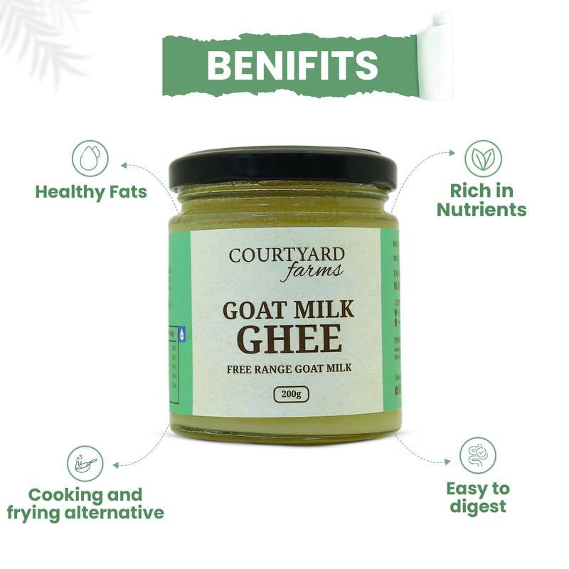 Courtyard Courtyard Farms Goat Milk Ghee - 100% Natural I Grass Fed I Traditional I 200 Gram Glass Bottle Jar