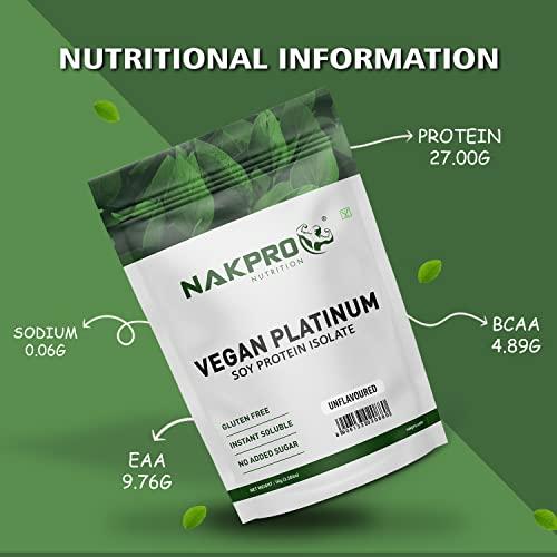 NAKPRO NAKPRO 100% Soy Protein Isolate, Unflavoured - 1kg | 27g Protein, 4.9g BCAA | Natural Vegan Plant Protein Powder | Easy To Digest | All Essential Amino Acids for Muscle Gain and Recovery
