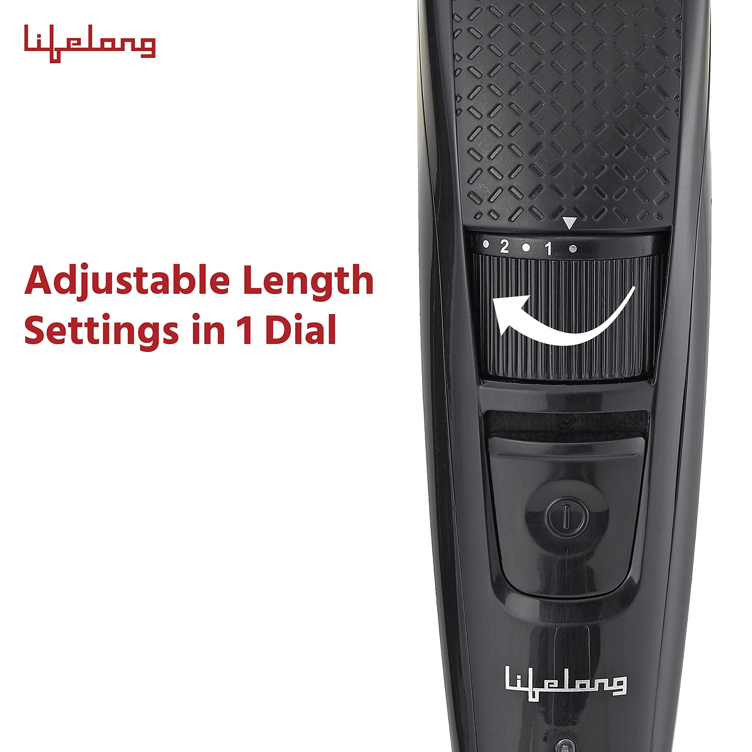 Lifelong Lifelong Trimmer- 45 Minutes Runtime; 20 Length Settings | Cordless, Rechargeable Trimmer with 1 Year Warranty (LLPCM13, Black)