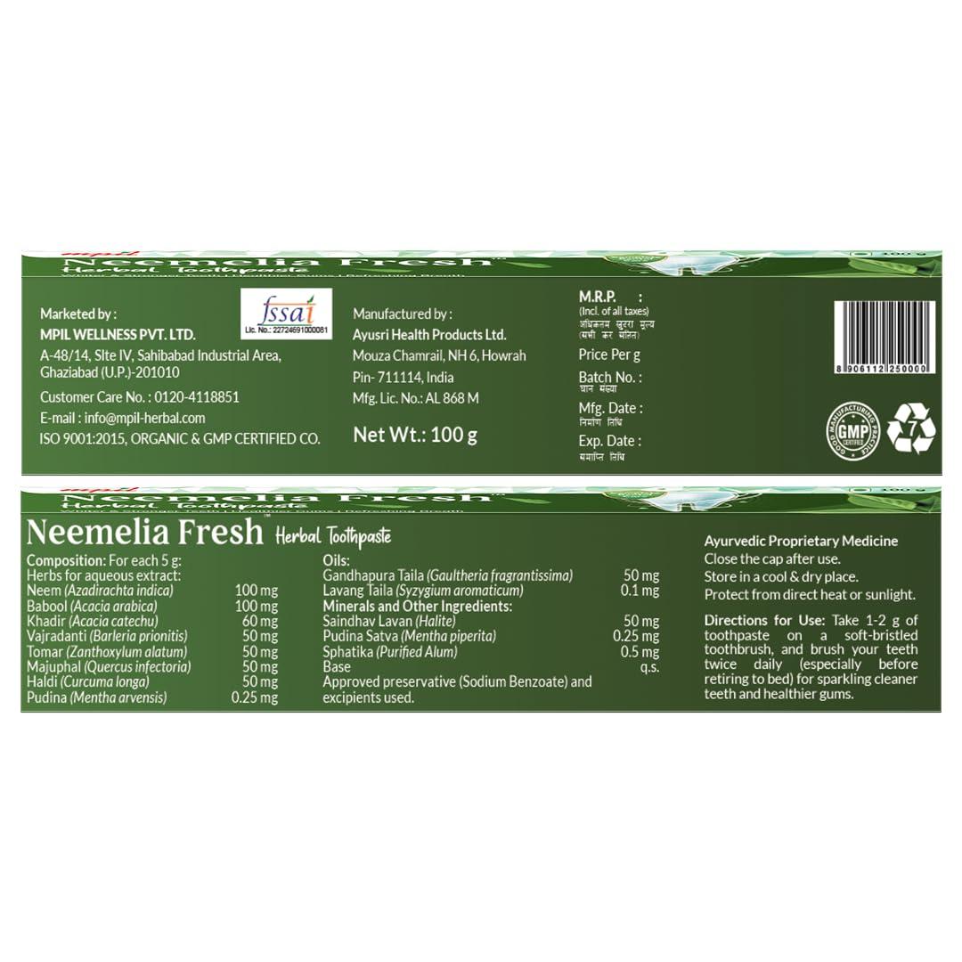 MPIL MPIL Neemelia Fresh Toothpaste | For Healthy Gums & Strong Teeth 100gm (Pack of 1)
