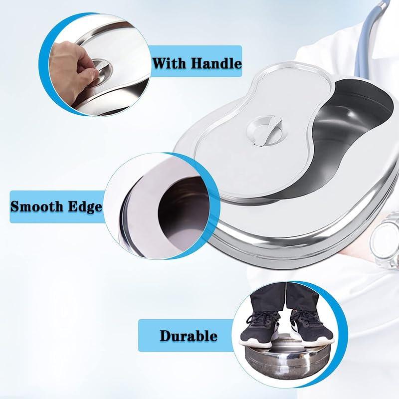 Jetflon Jetflon Bedpans for Elderly Women/female, Bedpan Heavy Duty Smoothed Countoured for Bed-Bound Patient,Stainless Steel Bed pan for Medical Centers and Home Use for female (pack of 1)