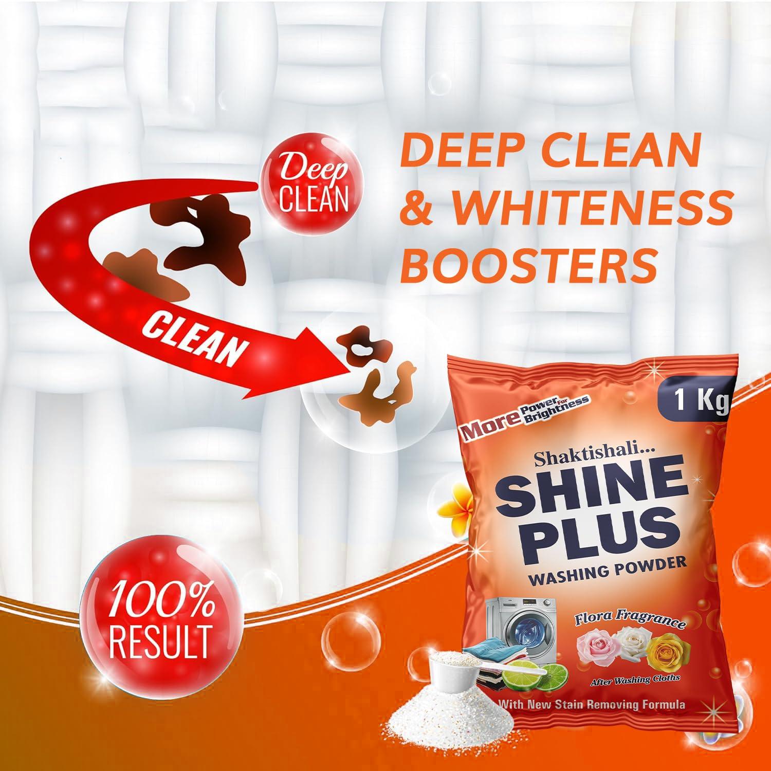 Shaktishali SHINE PLUS Shaktishali SHINE PLUS Detergent Washing Powder 1 kg | Free Scoop | Double Power Premium Detergent Powder | Dissolves Easily