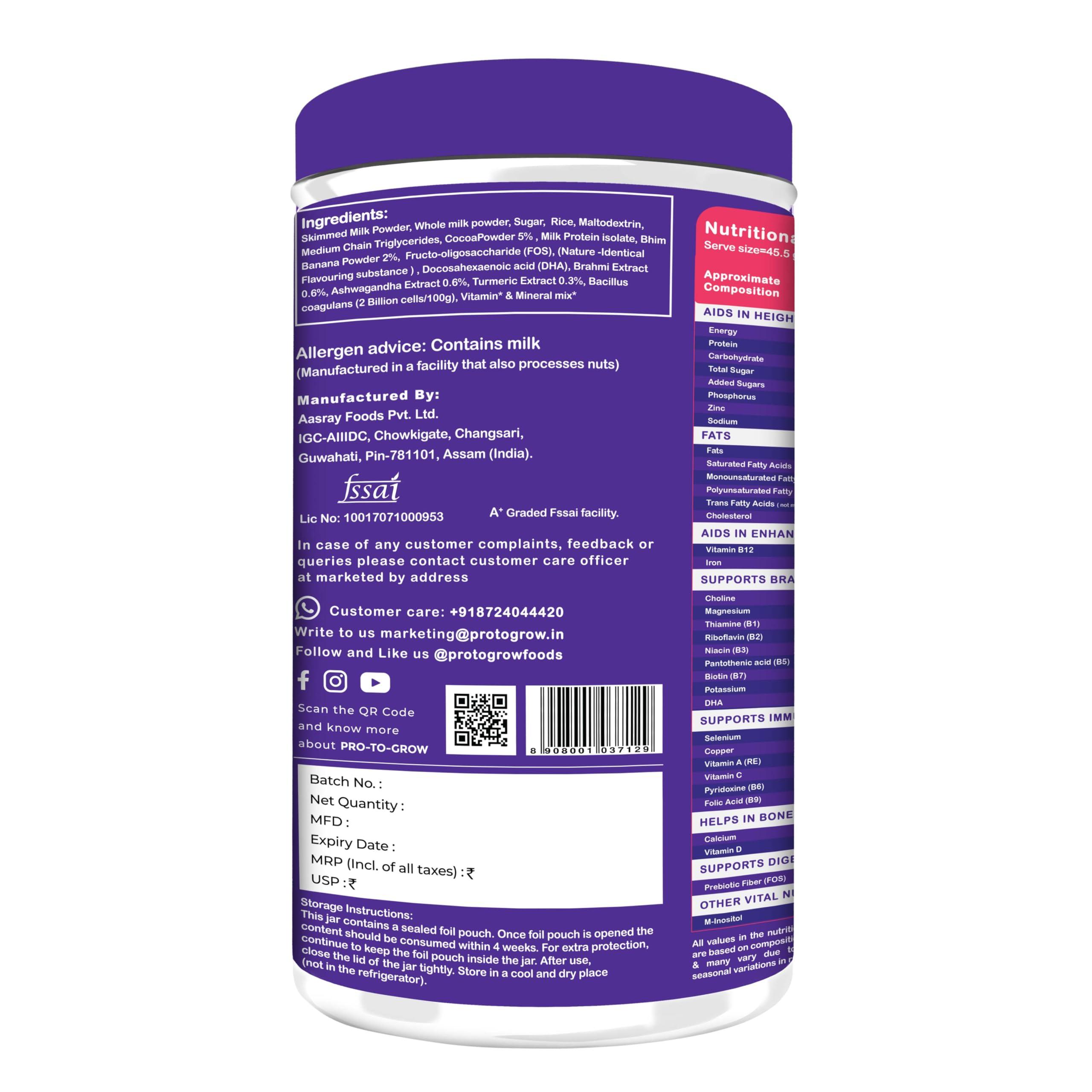 ProToGrow ProToGrow Fitbhim Chocolate Drink with Bhim Banana, Yummy Belgian Chocolate Flavour, 200grams, Pack of 1, Suitable for growing kids.