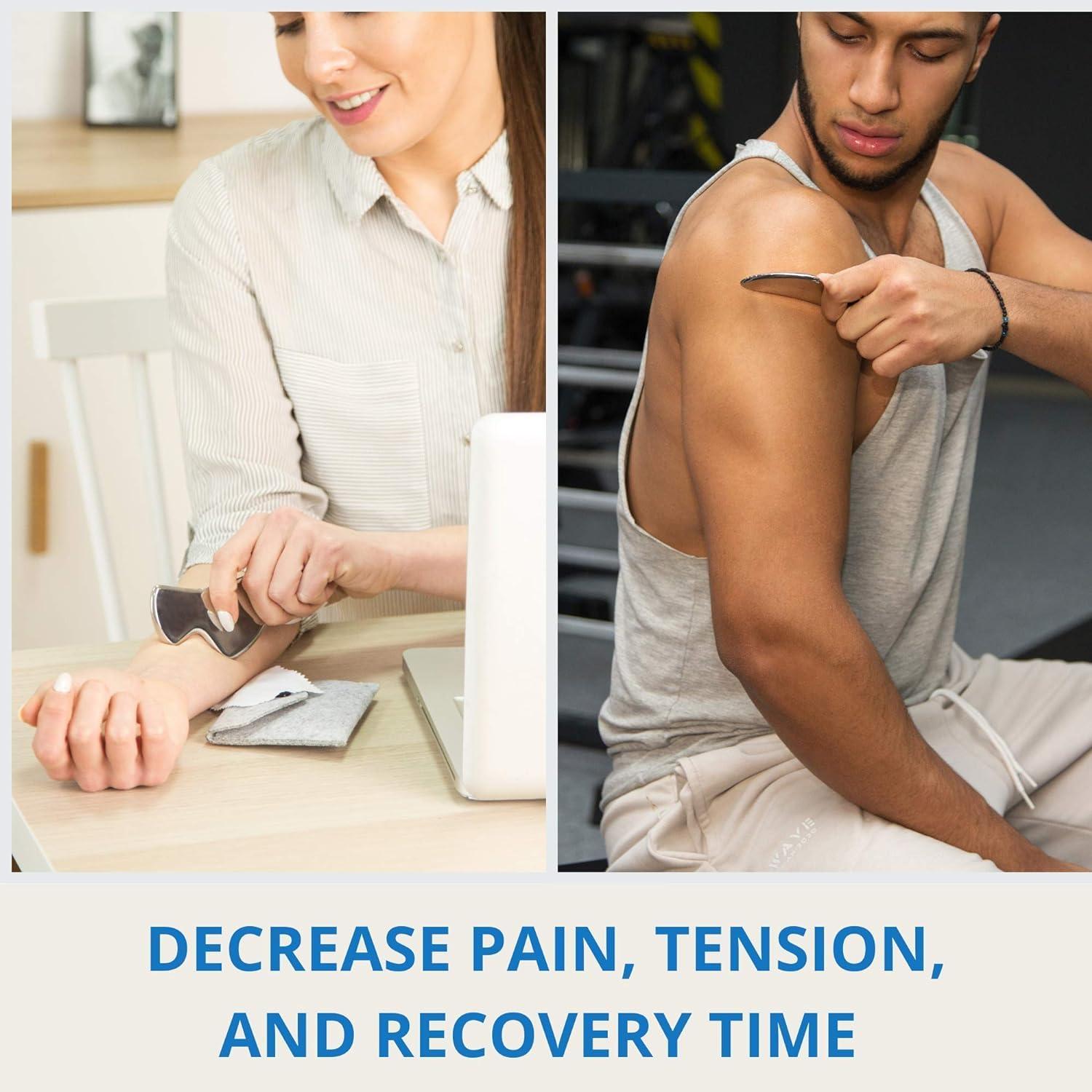 Soulvinee Stainless Steel Muscle Scraper Tool for Pain Relief, Easy to Use Gua Sha Massage Tool, Guasha Scraping Tool for Scar Tissue, Physical Therapy Myofascial Release Tool, IASTM Tools Deep Soft Tissue