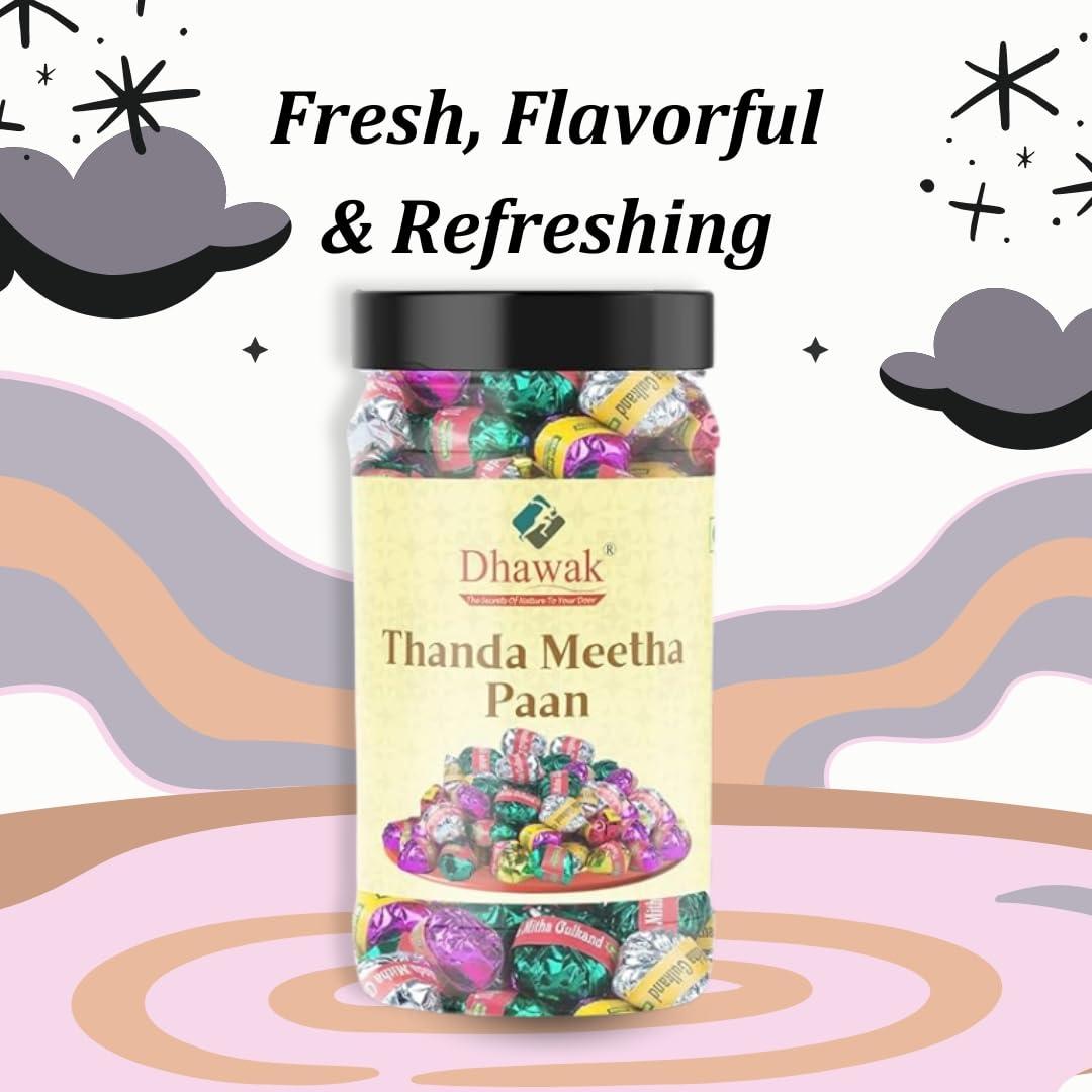 DHAWAK Dhawak Thanda Meetha Paan 600 gm Home Made Paan Mukhwas Paan Laddu Mouth Freshner | Digestive, After-Meal,Mukhwas Gulkand Paan Laddu Paan Mukhwas [Jar Pack]