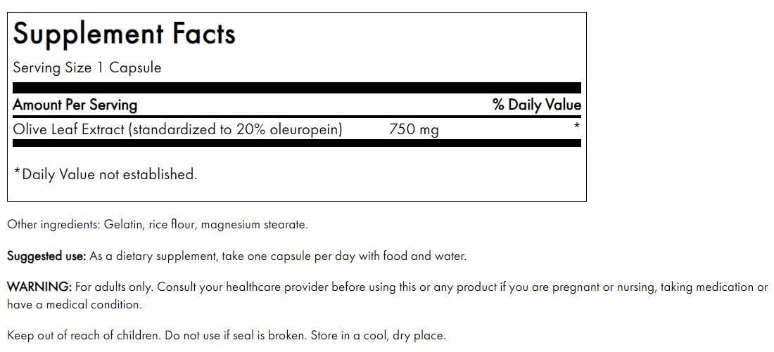 Swanson Superior Herbs Swanson Super Strength Olive Leaf Extract (750 mg, 60 Caps)