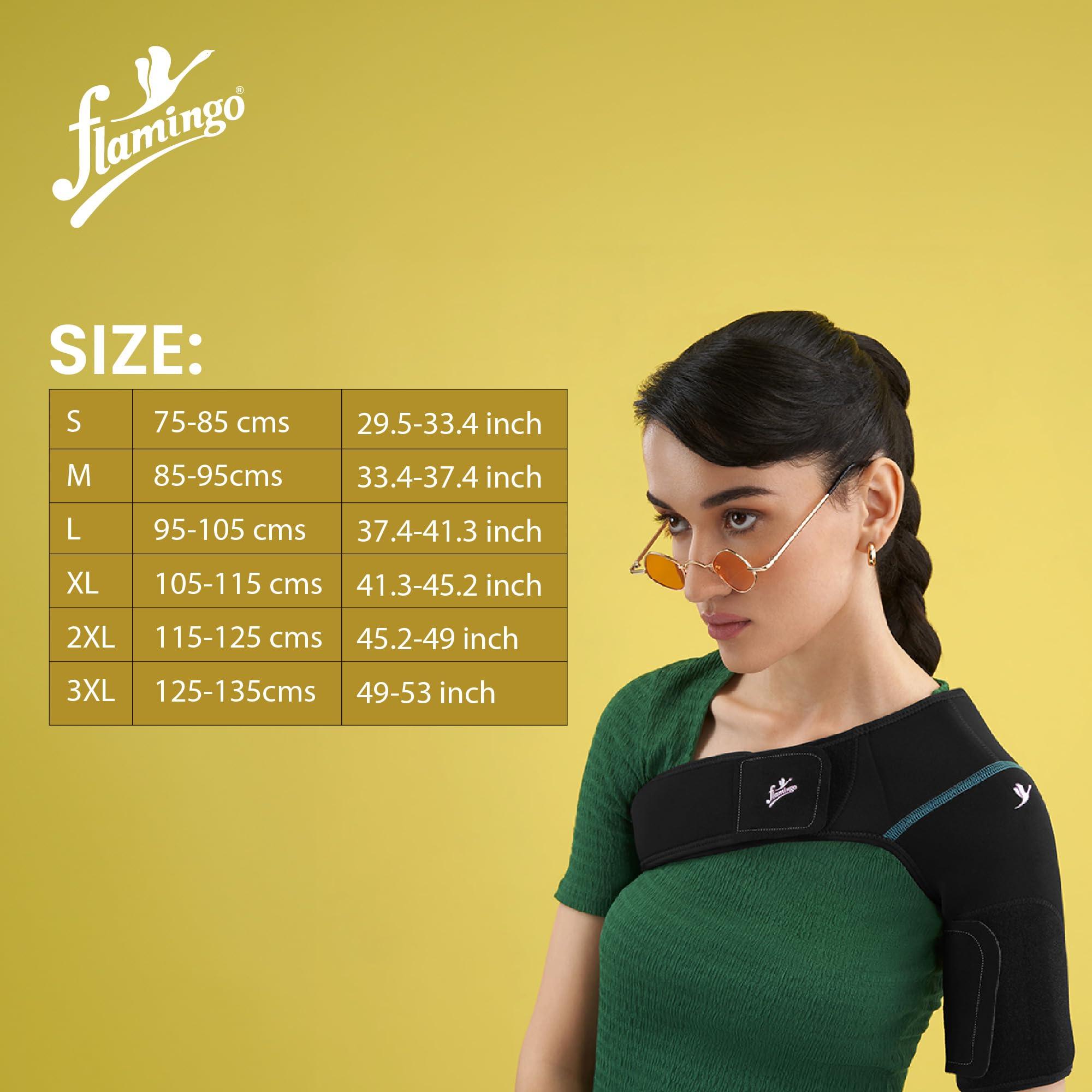 Flamingo Flamingo Shoulder Support With Adjustable Stretch Strap Wrap Belt | Suitable To Rotator Cuff, Dislocated AC Joint, Shoulder Pad, Shoulder Pain| Black | X-Large