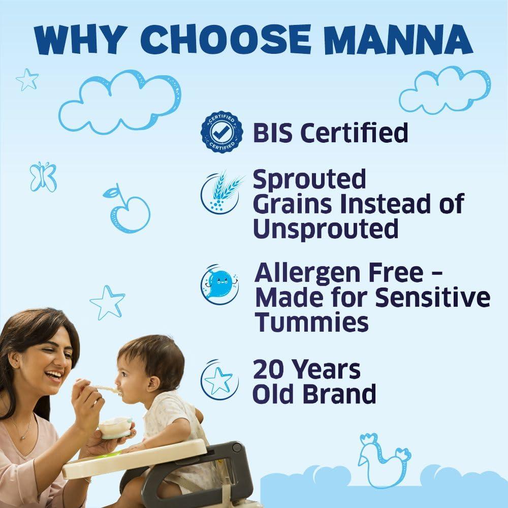 Manna Manna Baby Cereal 200G | Baby Food (6+Months) Sprouted Ragi & Rice | 100% Natural Health Mix - No Flavors