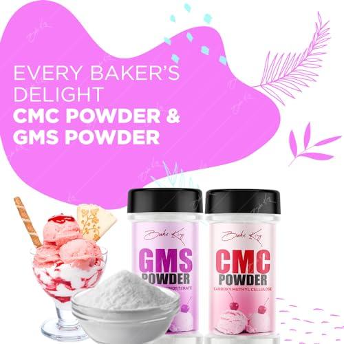 BAKE KING BAKE KING Pack of 2 GMS Powder (Glycerol Monostearate) 50gm and CMC Powder (Carboxymethyl Cellulose) 50gm | Raising Ingredient | Instant Ice Creams That Improves Texture, Softness