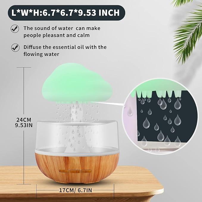 Generic TheBought Plastic Snuggling Cloud Rain Drop Humidifier, Cloud Rain Humidifier, Mushroom Waterfall Lamp (RAIN HUMDIFIER) with Difuser Oil