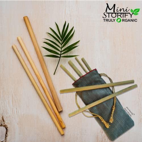 Mini Storify Truly Organic Mini Storify Truly Organic Bamboo Straws for Drinking juices and Smoothies and Also Suitable for hot Drinks Coffe and Tea (8 inch) .4 pcs