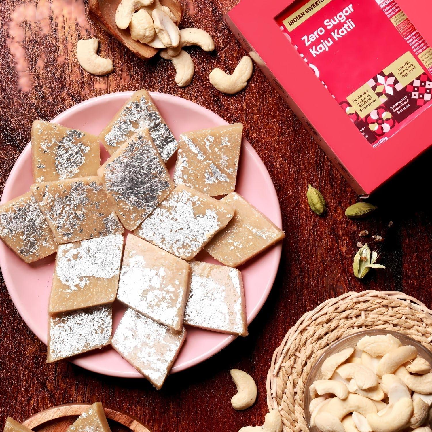 Artinci Artinci Sugar Free Kaju Katli | As Seen on Shark Tank India | Keto Diabetic Friendly with High Protein & Fibre Barfi | Low Carb | Healthy Indian Sweets | Pure Cashew | Festive Gifting | (200g X 2)