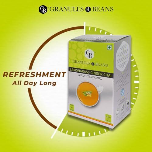GnB GRANULES n BEANS Granules n Beans Lemongrass Ginger Chai Instant Tea Premix - (10 Sachet x 14g = 140g) (Pack of 2)