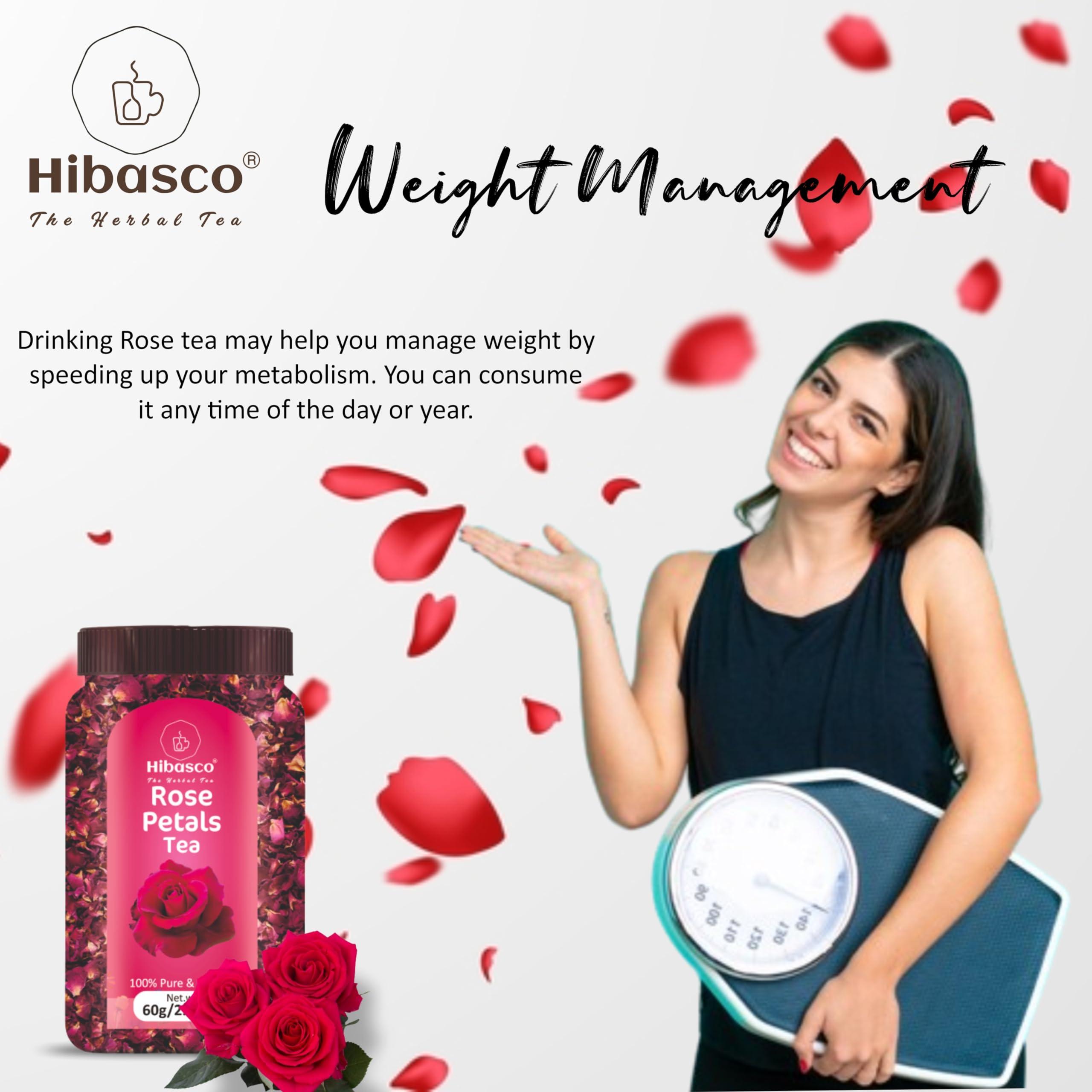 HIBASCO HIBASCO Rose Petals Tea | Natural Colorant | Used for Hot Tea | Iced Tea | Cocktails | Mocktail | Syrups | 60 gm