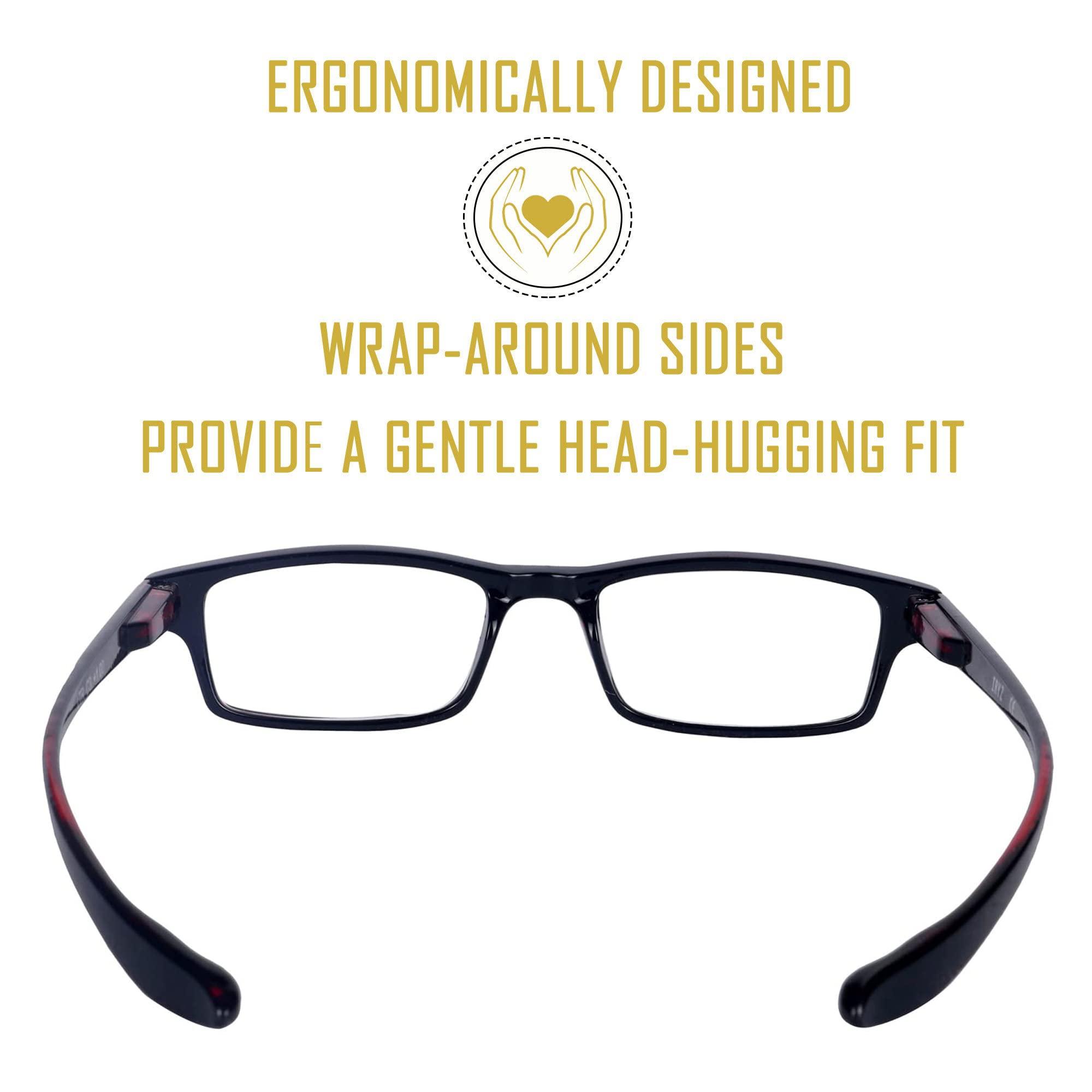 IRYZ IRYZ Long Sides Hang in Neck Rectangular Solid Full Rim Frame Reading Glasses for Men & Women | Medium Red | Near Vision Power +1.0, 1.25, 1.5, 1.75, 2.0, 2.25, 2.5, 2.75, 3.0