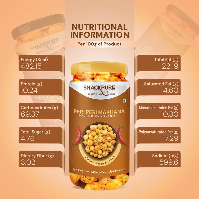 SNACKPURE BY ZUARI wellness in every crunch Snackpure Flavoured Makhana Peri Peri Flavour Makhana (75 Gm) | Roasted Makhana Snacks Roasted in Himalayan Pink Salt | Gluten-Free Healthy Snacks Superfood | Nutrient Rich Trans-Fat Free Crunch